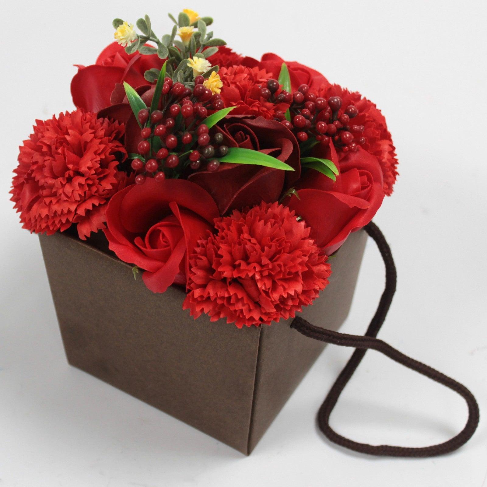 Soap Flower Bouquet - Red Rose & Carnation - DuvetDay.co.uk