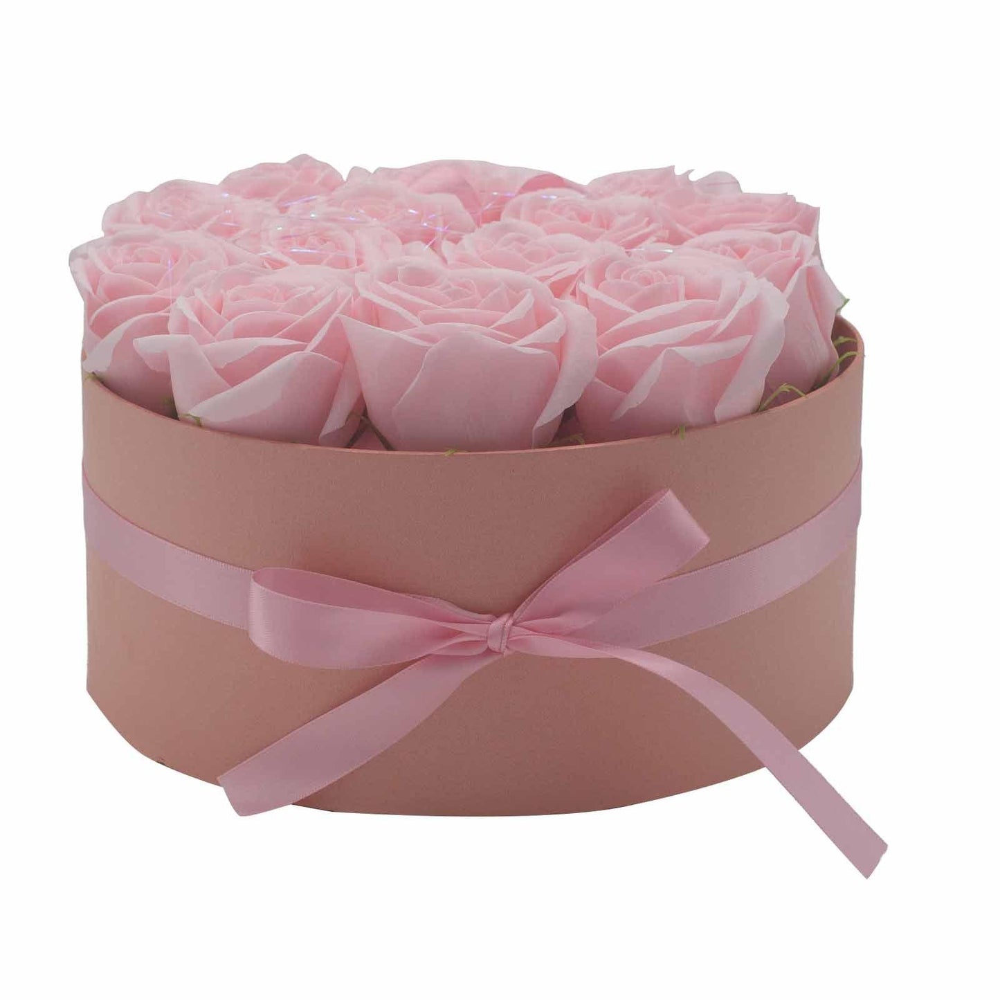 Soap Flower Gift Bouquet - 14 Pink Roses - Round - DuvetDay.co.uk