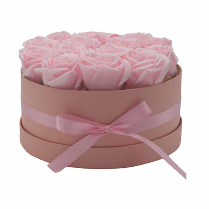 Soap Flower Gift Bouquet - 14 Pink Roses - Round - DuvetDay.co.uk