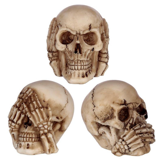Speak No, Hear No, See No Evil Set of 3 Skulls - DuvetDay.co.uk