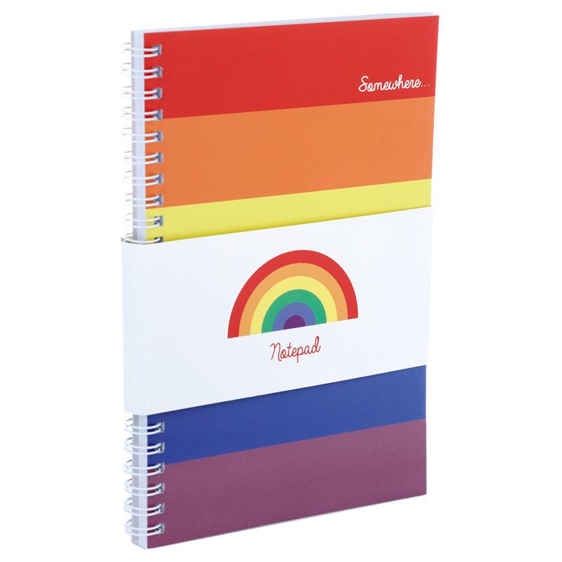 Spiral Bound A5 Lined Notebook - Somewhere Rainbow - DuvetDay.co.uk