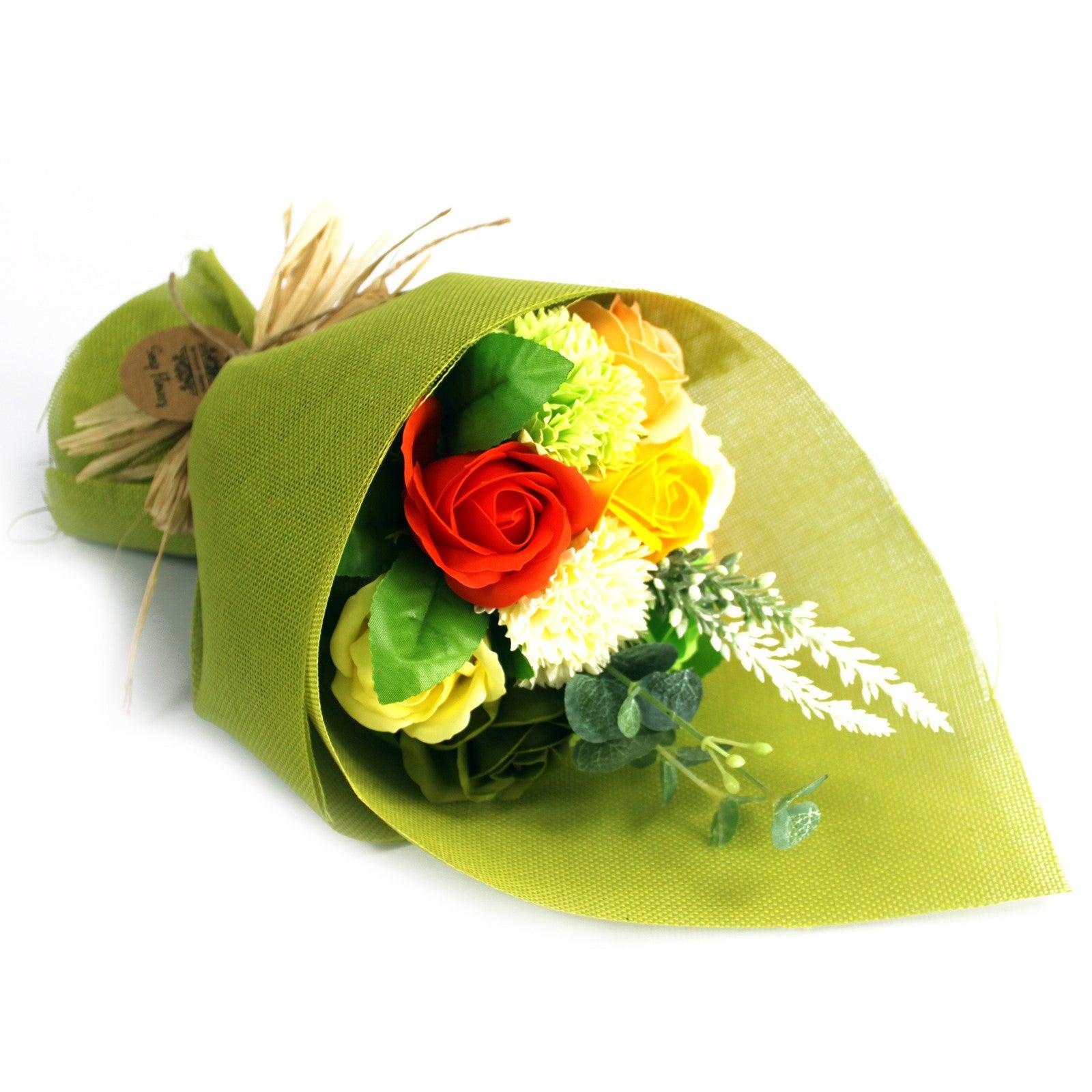 Standing Soap Flower Bouquet - Green Yellow - DuvetDay.co.uk
