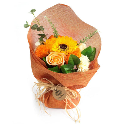 Standing Soap Flower Bouquet - Orange - DuvetDay.co.uk