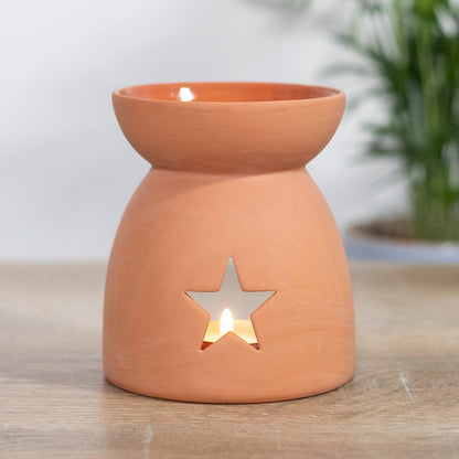 Star Cutout Terracotta Effect Oil Burner - DuvetDay.co.uk