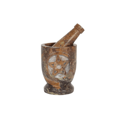 Stone Pentagram Mortar and Pestle - DuvetDay.co.uk
