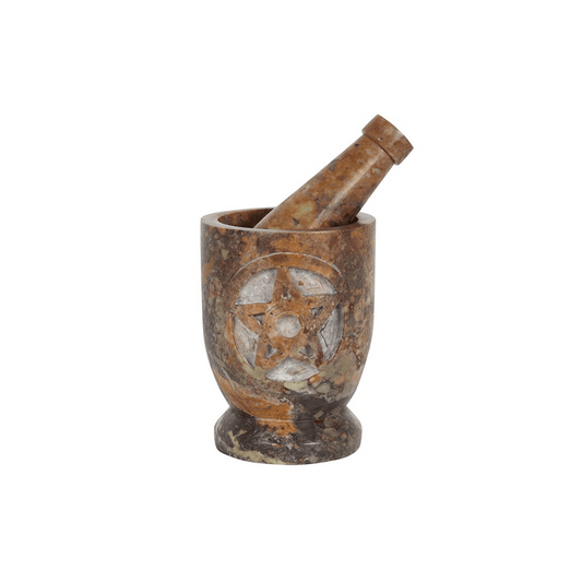 Stone Pentagram Mortar and Pestle - DuvetDay.co.uk
