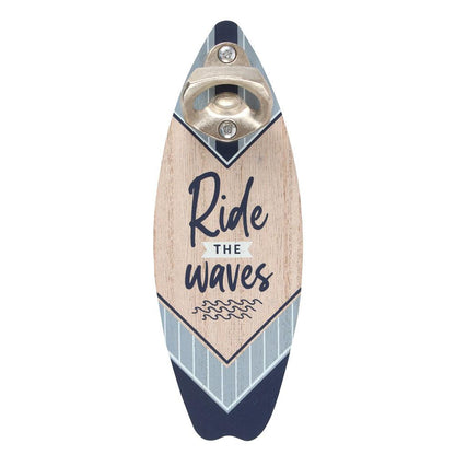 Surfboard Bottle Opener Plaque - Ride The Waves Surf Gift - DuvetDay.co.uk