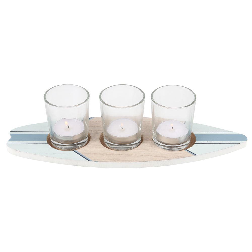 Surfboard Triple Tealight Holder - DuvetDay.co.uk