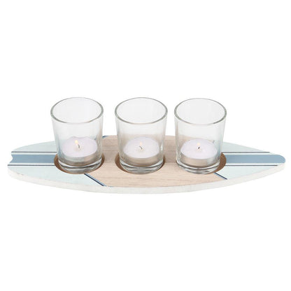 Surfboard Triple Tealight Holder - DuvetDay.co.uk