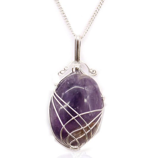 Swirl Wrapped Gemstone Necklace - Amethyst - DuvetDay.co.uk