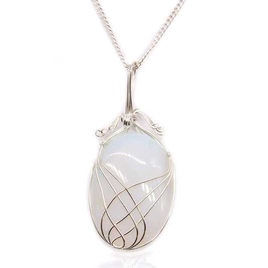 Swirl Wrapped Gemstone Necklace - Opalite - DuvetDay.co.uk