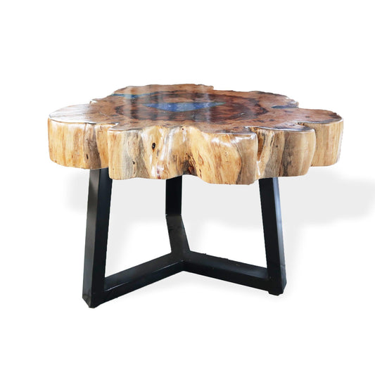Tamarind and Resin Coffee Table - Sky Blue - DuvetDay.co.uk