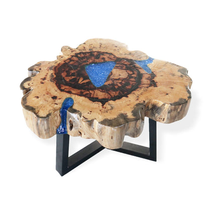 Tamarind and Resin Coffee Table - Sky Blue - DuvetDay.co.uk