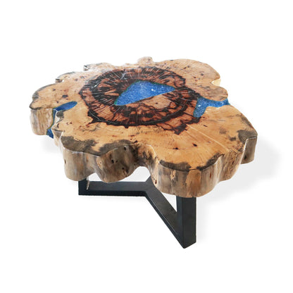 Tamarind and Resin Coffee Table - Sky Blue - DuvetDay.co.uk