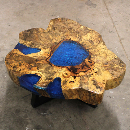 Tamarind and Resin Coffee Table - Sky Blue - DuvetDay.co.uk