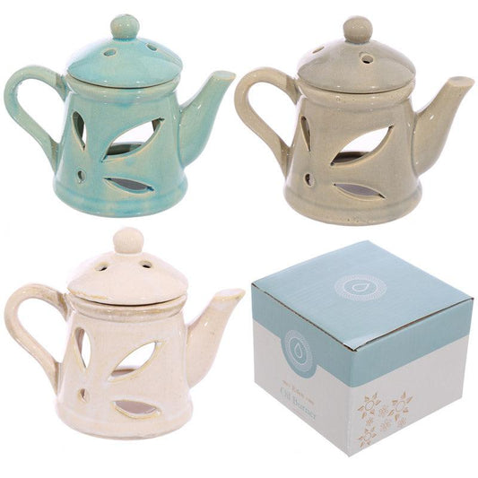 Teapot Design Ceramic Oil Burner - DuvetDay.co.uk