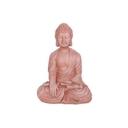 Terracotta Effect 52cm Sitting Garden Buddha - DuvetDay.co.uk