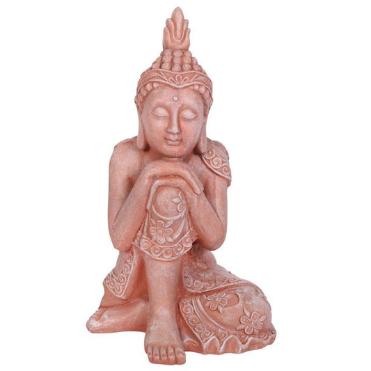 Terracotta Effect 56cm Sitting Garden Buddha - DuvetDay.co.uk