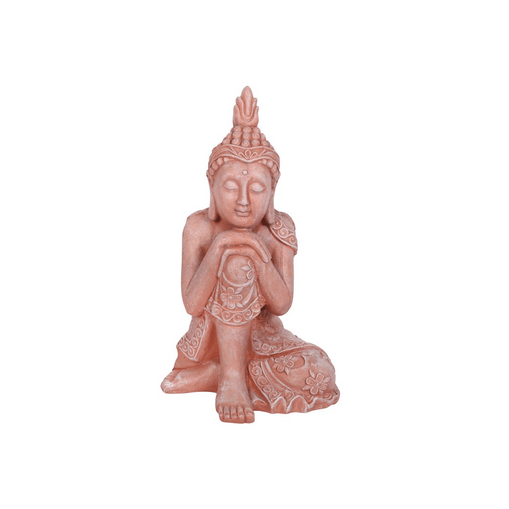 Terracotta Effect 56cm Sitting Garden Buddha - DuvetDay.co.uk