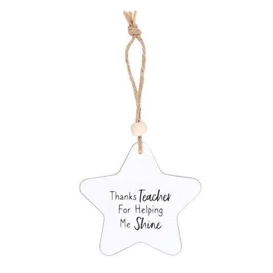 Thanks Teacher Hanging Star Sentiment Sign - DuvetDay.co.uk