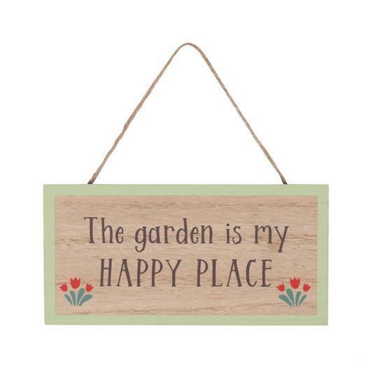 The Garden Is My Happy Place Hanging Sign
