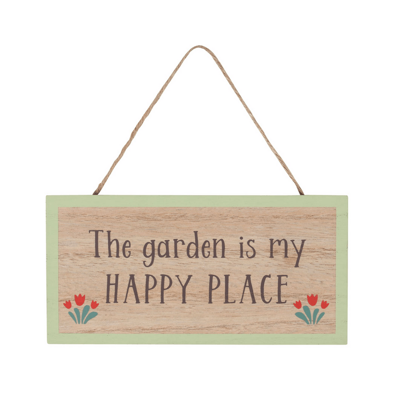 The Garden Is My Happy Place Hanging Sign - DuvetDay.co.uk