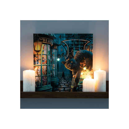 The Rusty Cauldron Light Up Canvas Plaque by Lisa Parker - DuvetDay.co.uk