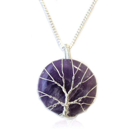 Tree of Life Gemstone Necklace - Amethyst - DuvetDay.co.uk