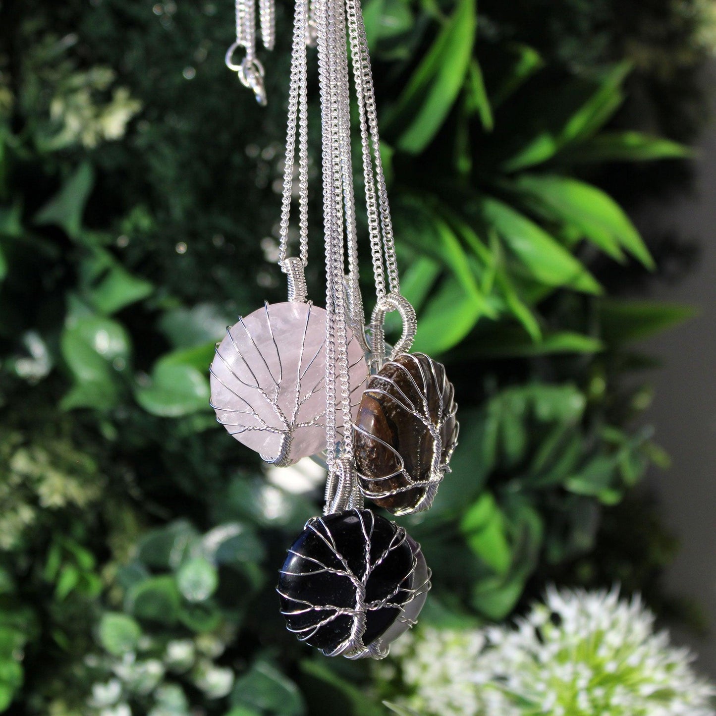 Tree of Life Gemstone Necklace - Black Onyx - DuvetDay.co.uk