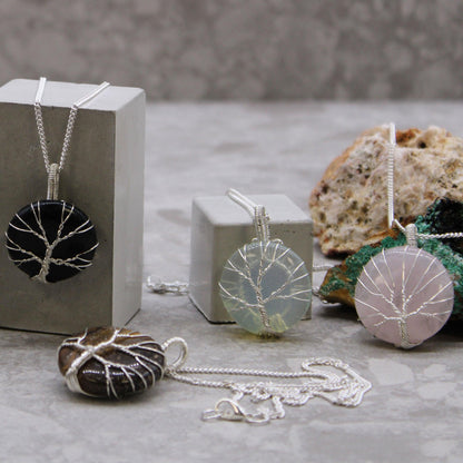 Tree of Life Gemstone Necklace - Black Onyx - DuvetDay.co.uk