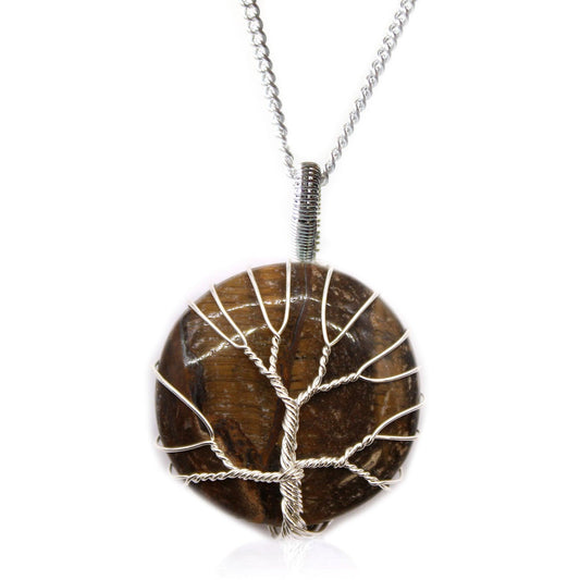 Tree of Life Gemstone Necklace - Tiger Eye - DuvetDay.co.uk