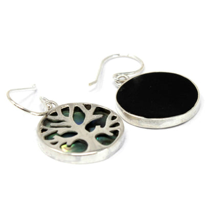 Tree of Life Silver Earrings 15mm - Abalone
