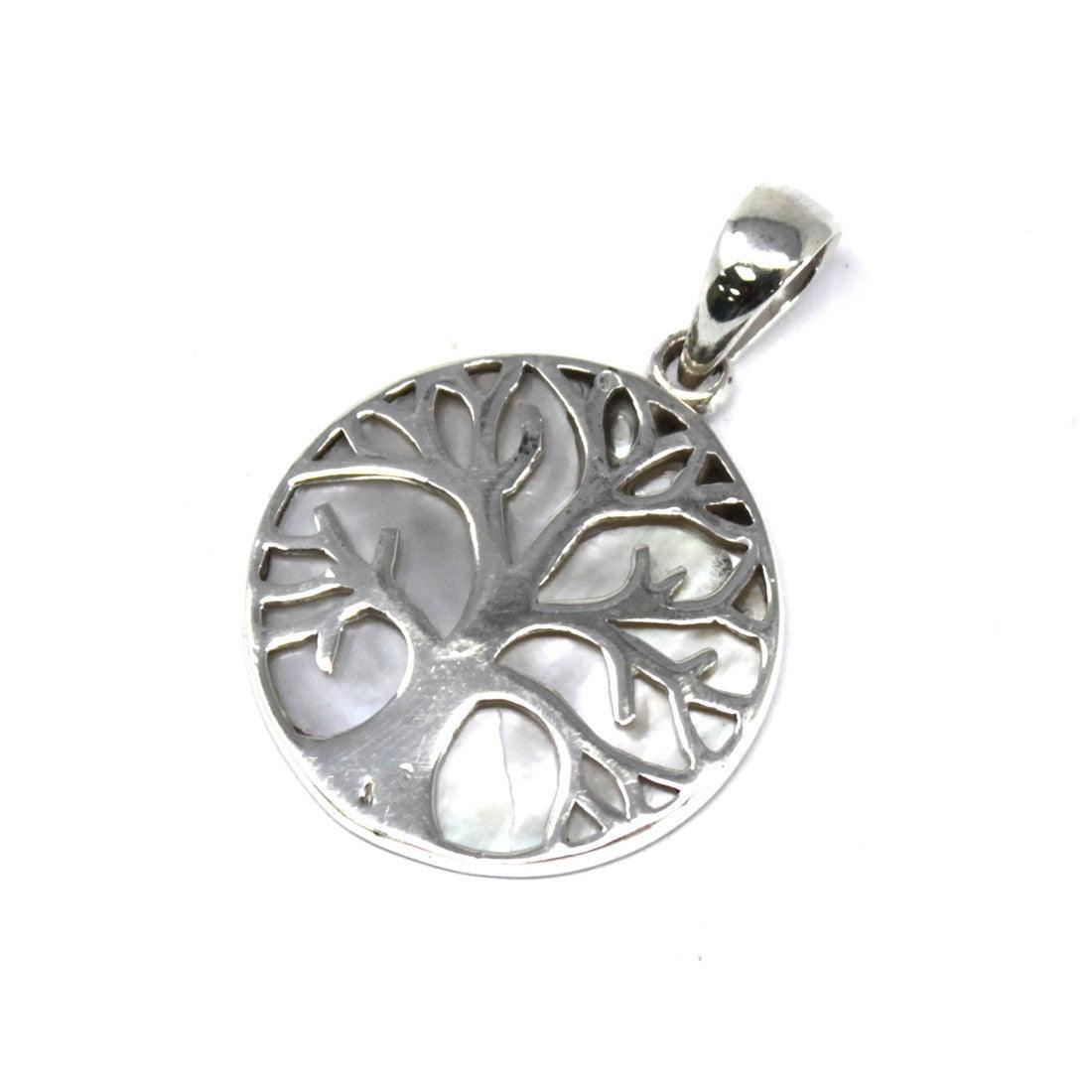 Tree of Life Silver Pendant 22mm - Mother of Pearl - DuvetDay.co.uk