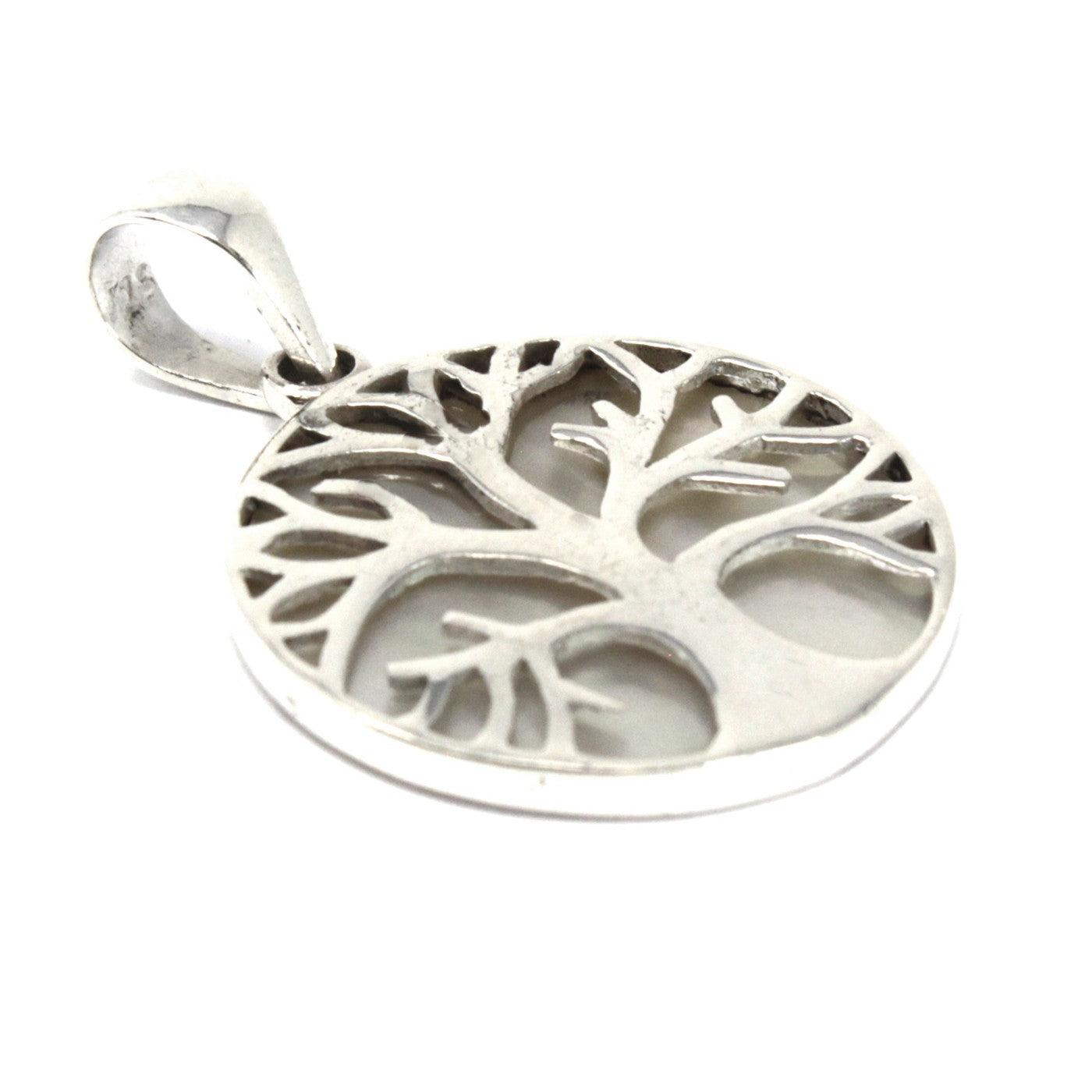 Tree of Life Silver Pendant 22mm - Mother of Pearl - DuvetDay.co.uk