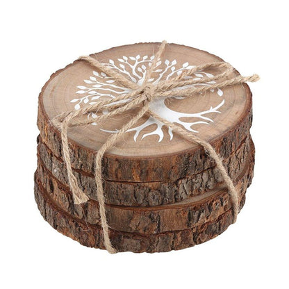 Tree of Life Wood Slice Coaster Set - DuvetDay.co.uk