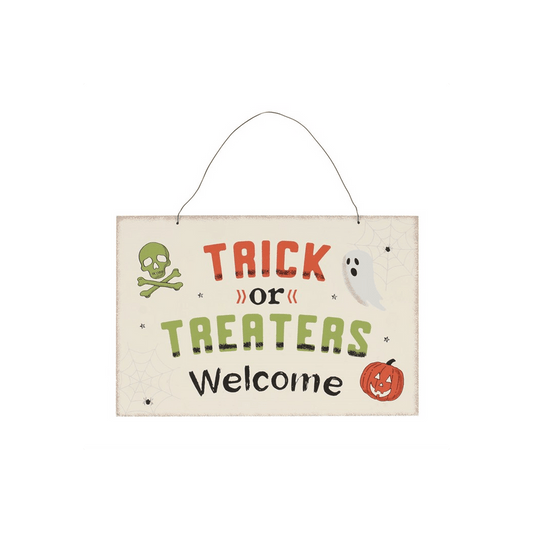 Trick or Treaters Welcome Hanging Sign - DuvetDay.co.uk