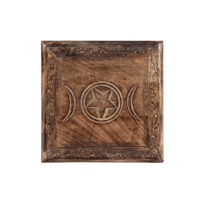Triple Moon Altar Table with Detailed Border - DuvetDay.co.uk