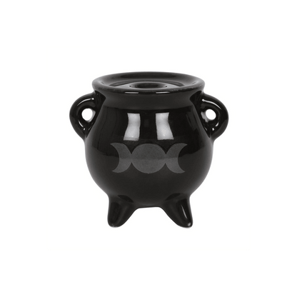 Triple Moon Cauldron Ceramic Incense Holder - DuvetDay.co.uk