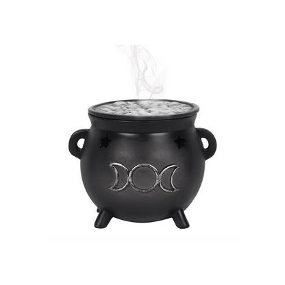 Triple Moon Cauldron Incense Cone Holder - DuvetDay.co.uk