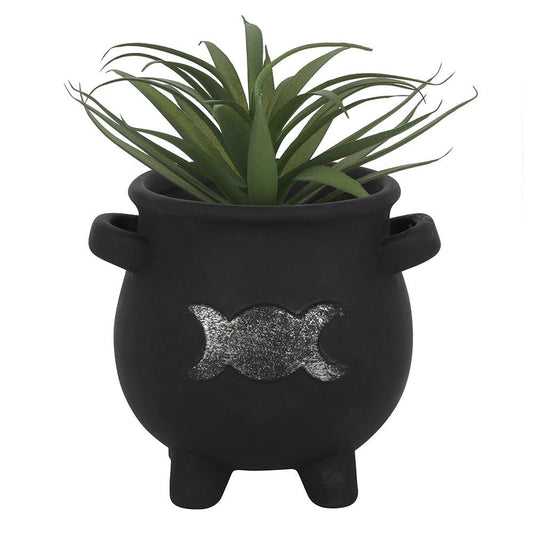Triple Moon Cauldron Terracotta Plant Pot - DuvetDay.co.uk
