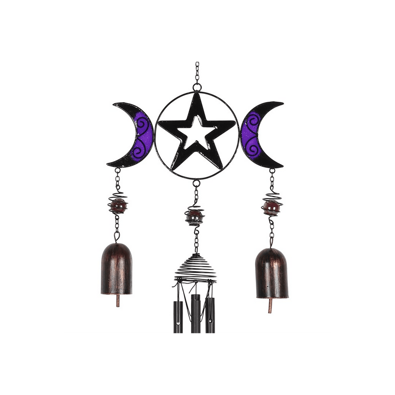 Triple Moon Windchime with Bells - DuvetDay.co.uk