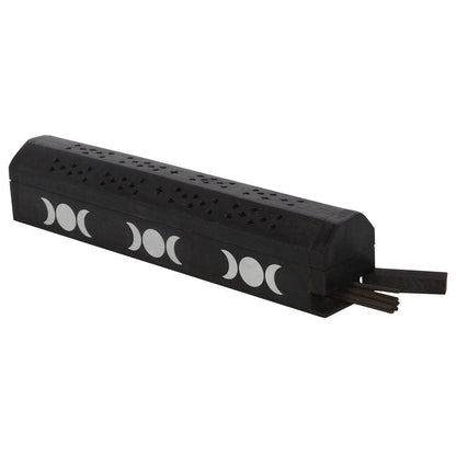 Triple Moon Wooden Sage Incense Box Set - DuvetDay.co.uk