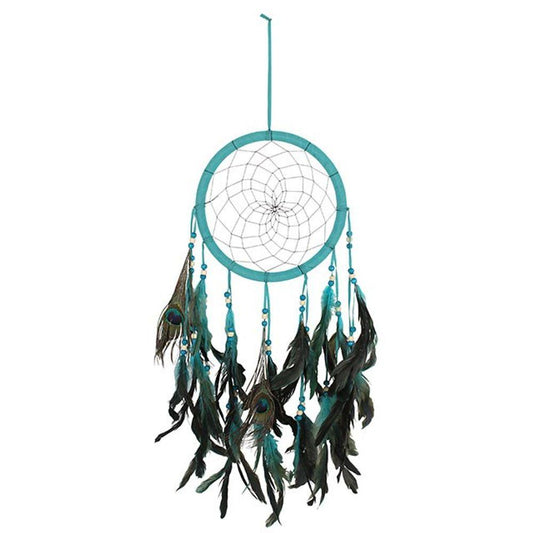 Turquoise Peacock Feather Dreamcatcher - DuvetDay.co.uk