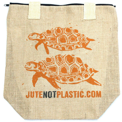 Two Turtles - Eco Jute Bag - DuvetDay.co.uk