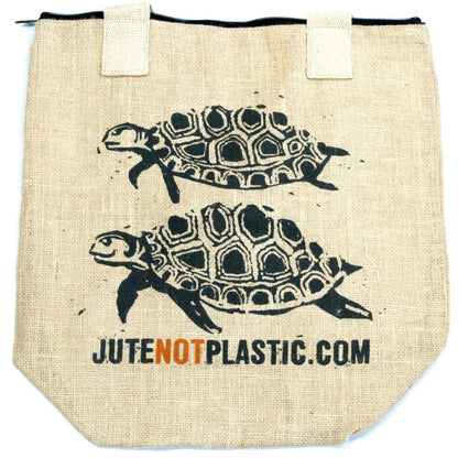 Two Turtles - Eco Jute Bag - DuvetDay.co.uk