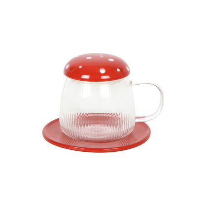 Glass Mushroom Mug and Saucer - DuvetDay.co.uk