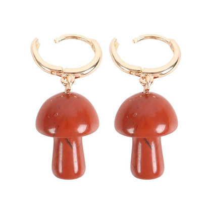 Red Jasper Crystal Mushroom Earrings - DuvetDay.co.uk