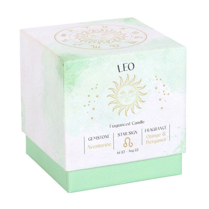 Leo Orange & Bergamot Gemstone Zodiac Candle - DuvetDay.co.uk