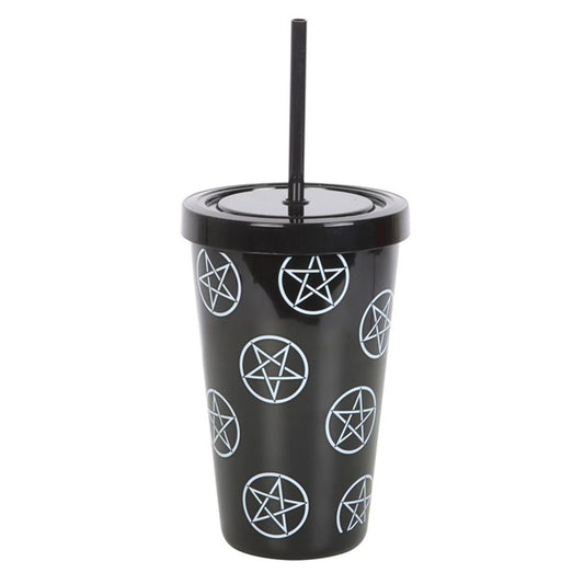 Pentagram Plastic Tumbler with Straw - DuvetDay.co.uk