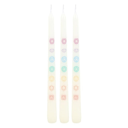 Set of 3 Chakra Balancing Taper Dinner Candles - DuvetDay.co.uk